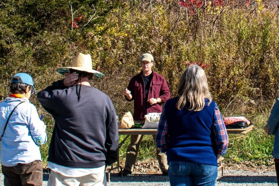 Brian Collier teaching a workshop outdoors